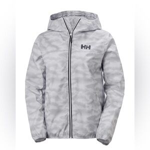 Helly Hansen Belfast II Packable Jacket windbreaker women’s medium white gray
